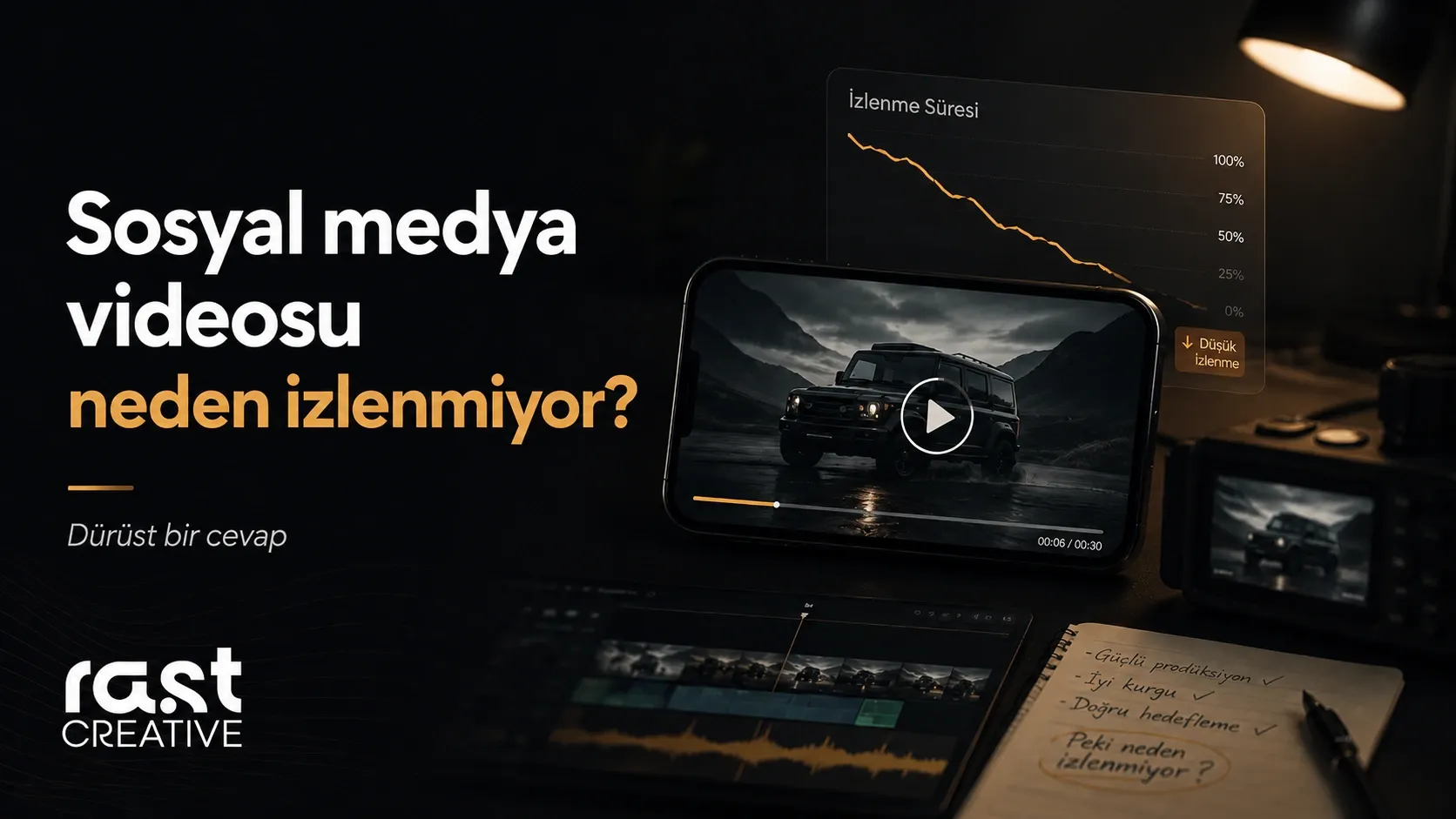 Sosyal medya videosu için çekim ve kurgu planı yapan prodüksiyon ekibi.